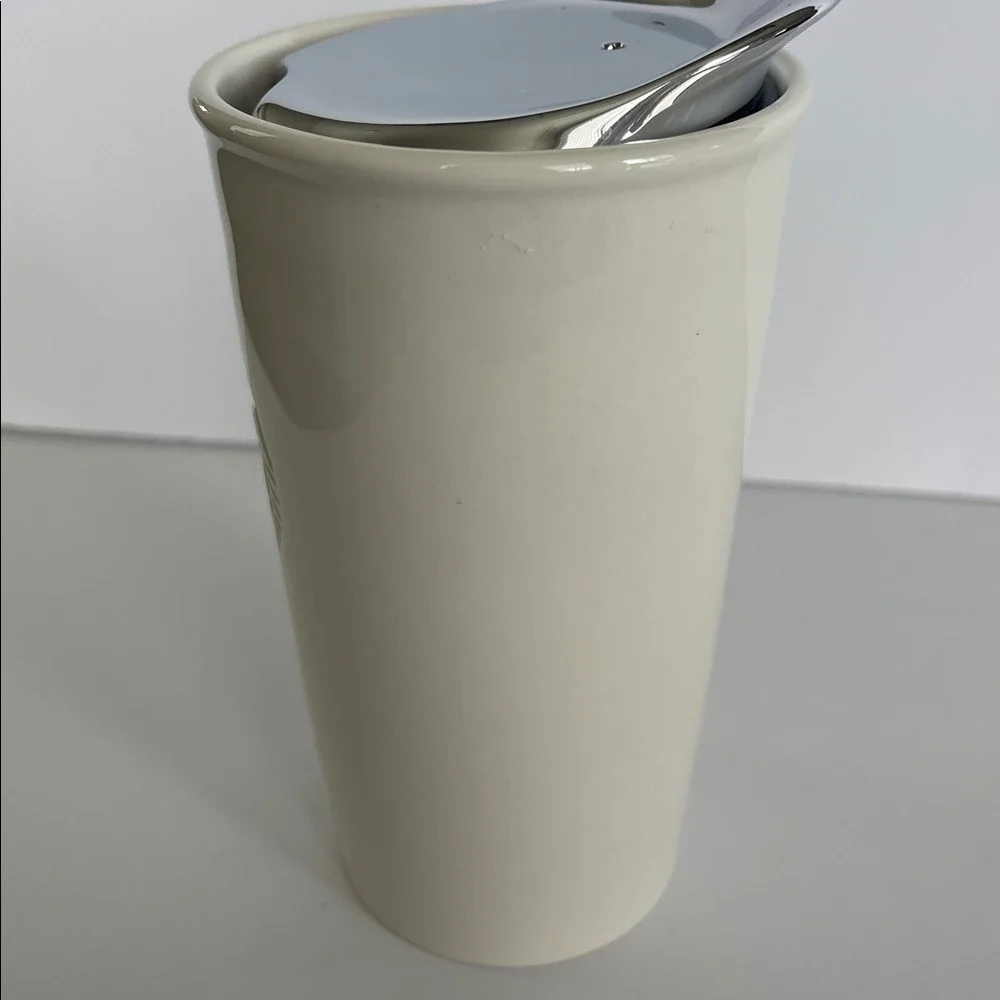 Starbucks Cream & Silver Studded‎ Ceramic Travel Mug
